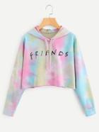 Shein Letter Print Water Color Hoodie