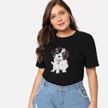 Shein Plus Sequin Dog Tee