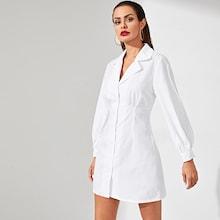 Shein Notch Collar Button Up Dress