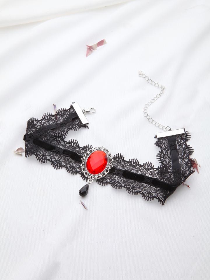Shein Contrast Gemstone Lace Choker