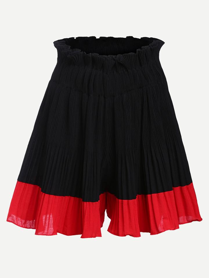 Shein Color-block Pleated Shorts