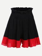 Shein Color-block Pleated Shorts