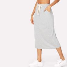 Shein Drawstring Waist Hidden Pocket Skirt