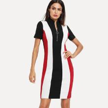 Shein Zip Front Color Block Dress
