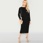 Shein Scallop Trim Solid Top & Skirts Co-ord