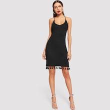 Shein Tassel Detail Halter Solid Dress