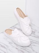 Shein White Faux Leather Round Toe Slippers