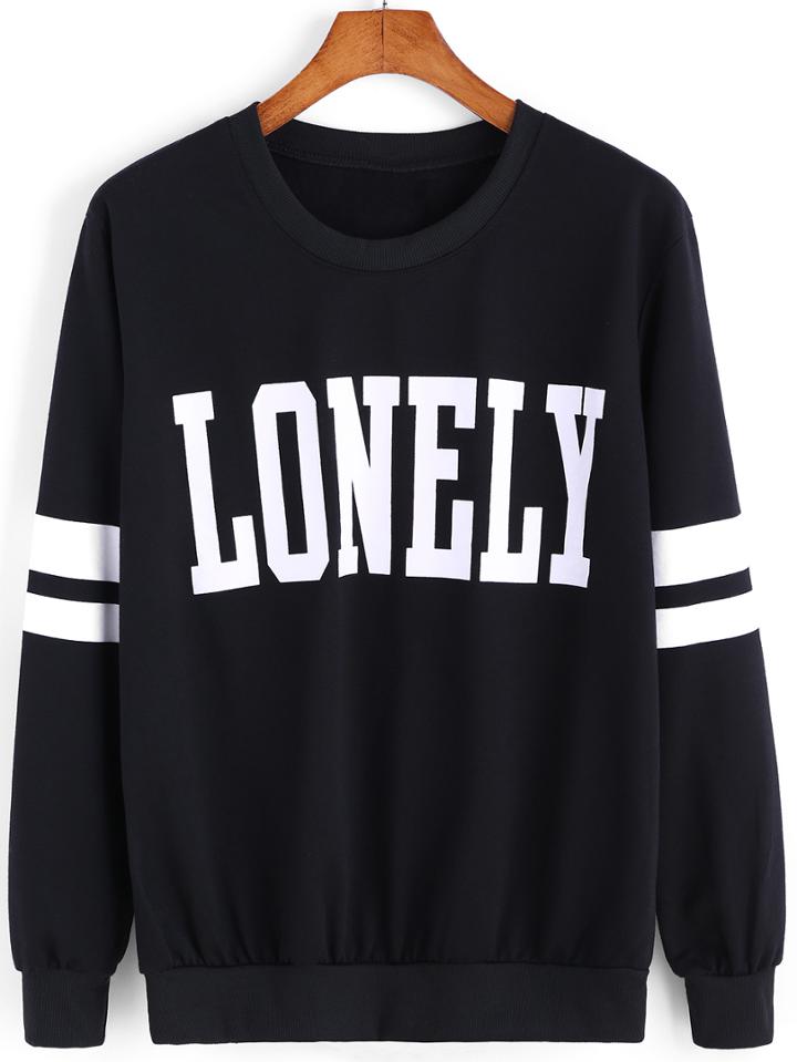 Shein Round Neck Letter Print Sweatshirt