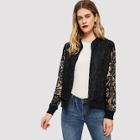 Shein Solid Lace Bomber Jacket