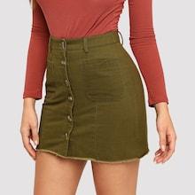 Shein Pocket & Button Front Bodycon Skirt