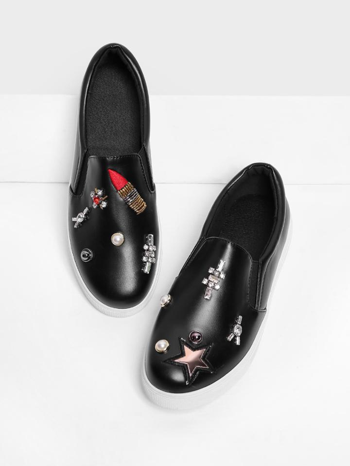 Shein Rhinestone Detail Slip On Sneakers