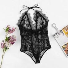 Shein Plus Eyelash Floral Lace Teddy