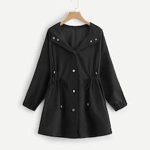 Shein Single Breasted Drawstring Coat