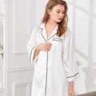 Shein Revere Collar Tipping Trim Night Dress