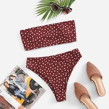 Shein Random Polka Dot Bandeau Bikini Set