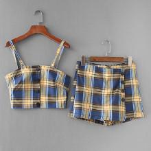 Shein Tartan Plaid Crop Cami Top With Skort