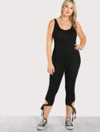 Shein Solid Leg Tie Tank Jumpsuit