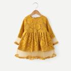 Shein Toddler Girls Lace Overlay Solid Dress