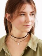 Shein Faux Leather Gold Metal Pendant Choker Necklace