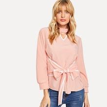 Shein Choker-neckline Knot Front Blouse