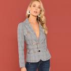 Shein Single Breasted Belted Blazer