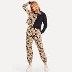 Shein Drawstring Waist Camo Print Pants