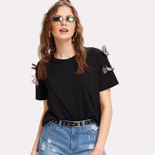 Shein 3d Applique Embellished Tee