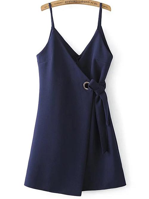 Shein Spaghetti Strap Side Tie Asymmetrical Dress