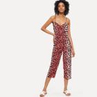Shein Open Back Leopard Print Cami Jumpsuit