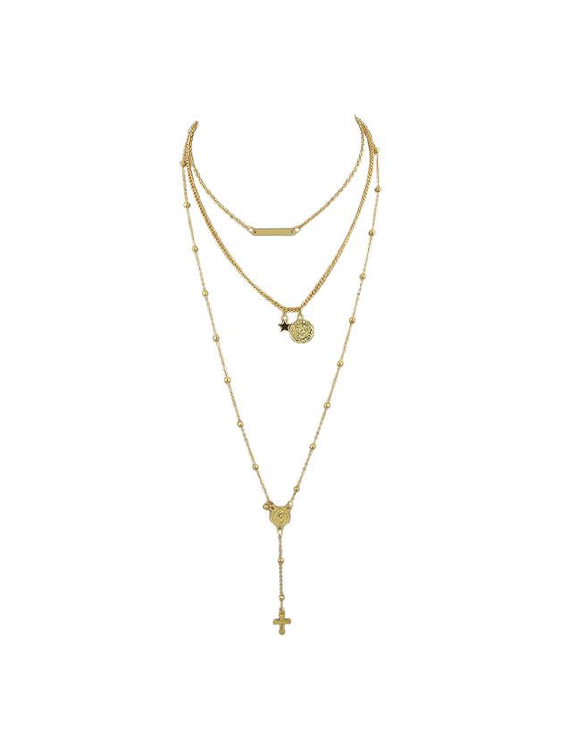 Shein Gold Multi Layer Chain Pendant Necklace