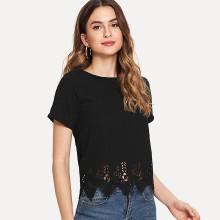 Shein Laser Cut Scalloped Hem Top