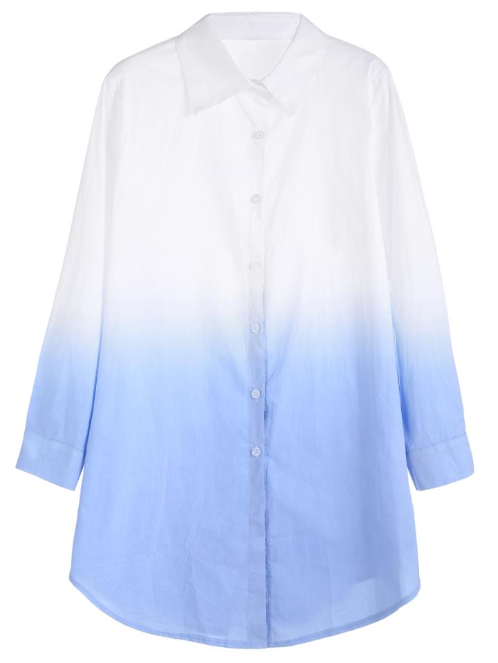 Shein Ombre Curved Hem Shirt Dress