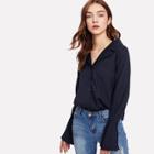 Shein Revere Collar Raglan Sleeve Shirt