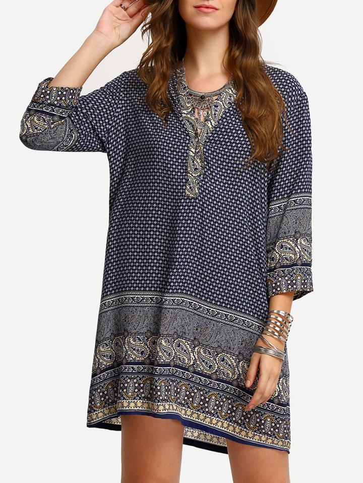 Shein V Neck Paisley Print Dress
