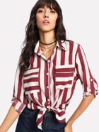 Shein Contrast Striped Shirt
