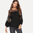 Shein Lace Panel Bishop Sleeve Blouse