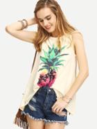 Shein Light Yellow Planted Print Tank Top