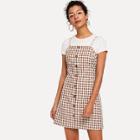 Shein Knot Cutout Back Buttoned Gingham Cami Dress