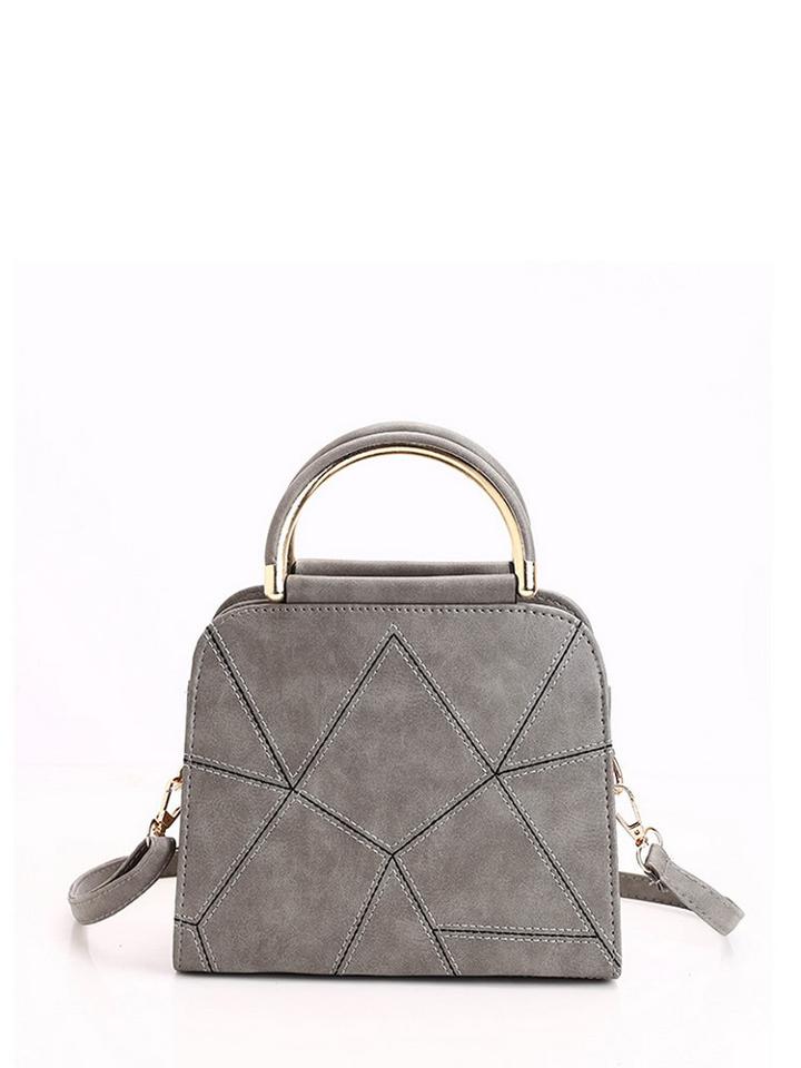 Shein Geometric Design Pu Handbag With Strap