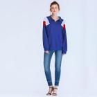 Shein Color Block Stand Collar Sweatshirt