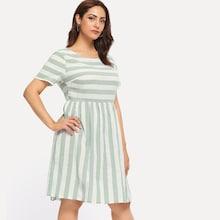 Shein Plus Striped Fit & Flare Dress