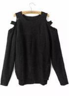 Rosewe Trendy Hollow Design Round Neck Long Sleeve Sweaters