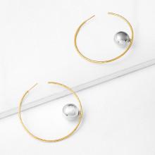 Shein Hoop Earrings With Metal Ball Detail