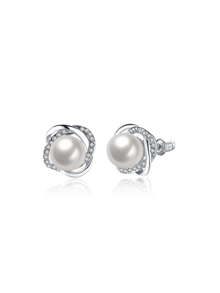 Shein Rhinestone And Faux Pearl Design Stud Earrings