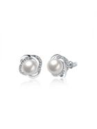 Shein Rhinestone And Faux Pearl Design Stud Earrings