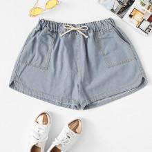 Shein Plus Drawstring Waist Denim Shorts