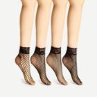 Shein Lace Trim Fishnet Ankle Socks 4 Pairs