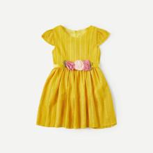 Shein Girls Flower Detail Striped Dress