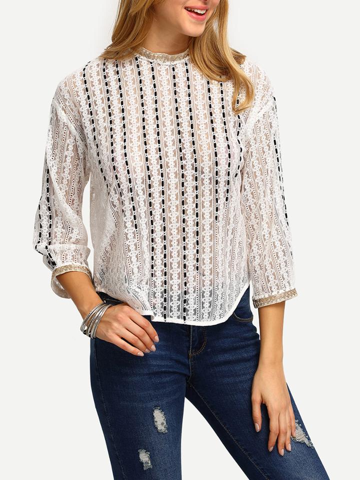 Shein Lace Keyhole Shirt