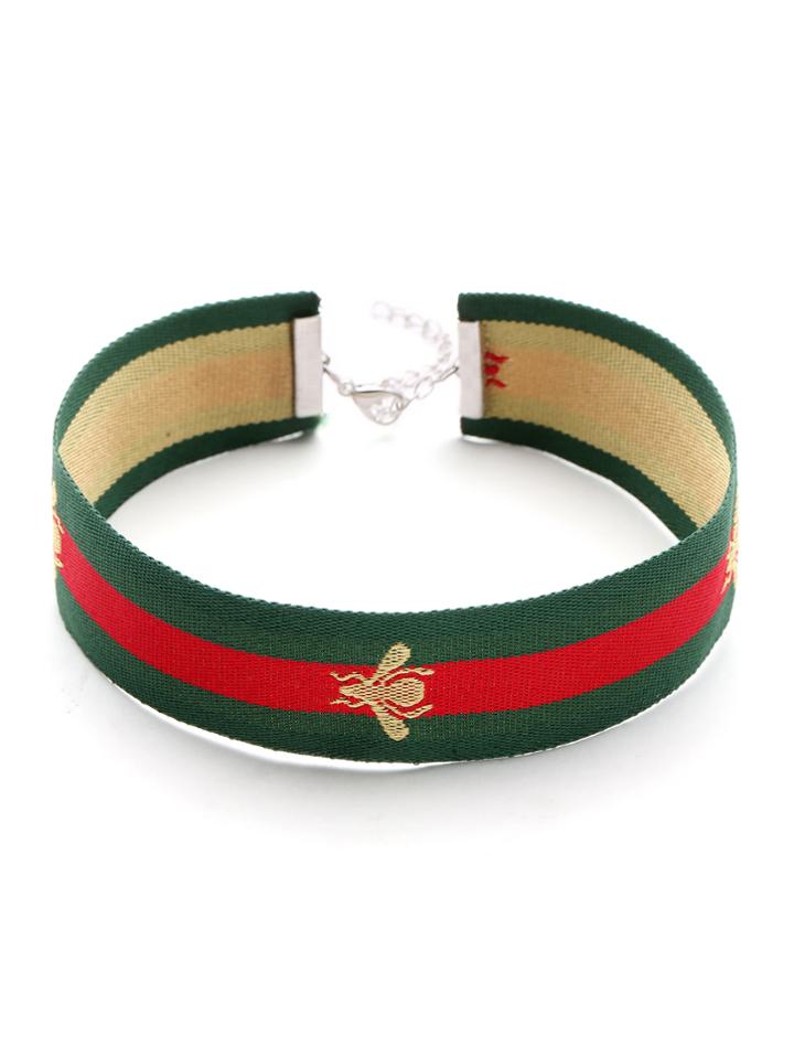 Shein Bee Embroidery Color Block Choker